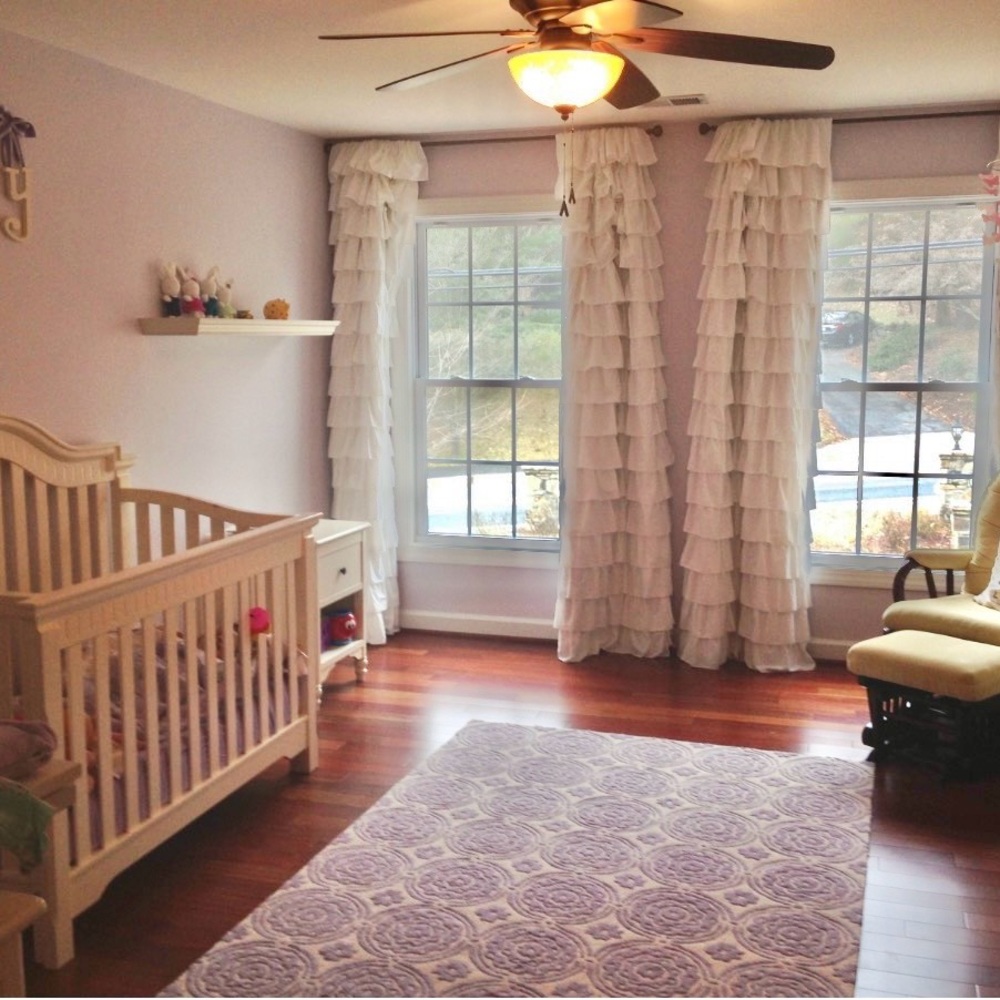 Pottery Barn Kids White Tiered Ruffled Black-out Curtains